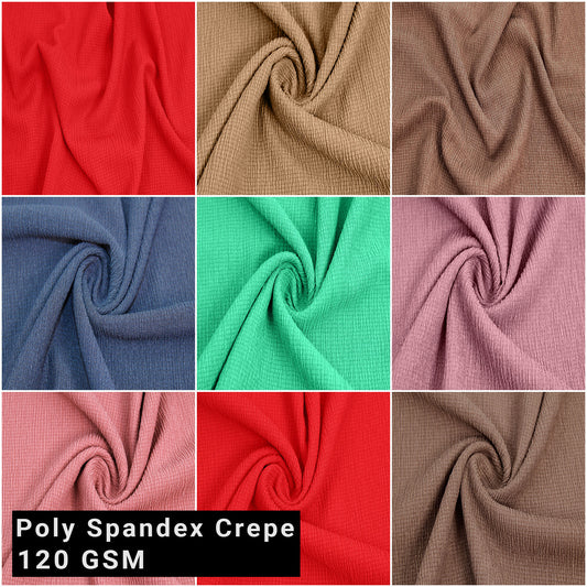 Multicolor Formal Wear, Tops, Skirts, Suits and DIY Projects Fabric by the Yard - 59" Poly Spandex Crepe - 120 GSM, Lightweight, Anti-wrinkle & Breathable - SKU 805