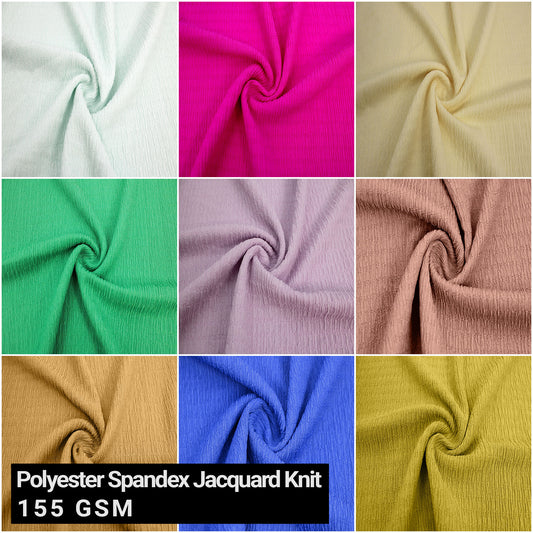 63" Solid Color Polyester Spandex Jacquard Knit Fabric - 155gsm - (SKU-835)