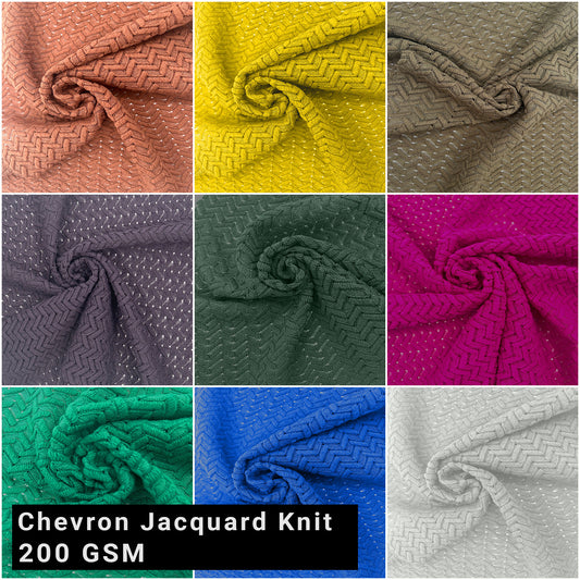 56" Polyester Spandex Chevron Jacquard Knit Fabric by the Yard - 200gsm - (SKU-844)