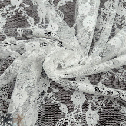 60" Nylon Spandex Lace Floral Pattern, Soft & Breathable Fabric by the Yard - 88GSM, Lightweight, 4-Way Stretch - Ideal for Clothing, Lingerie & Bridal Gowns-(SKU-864)