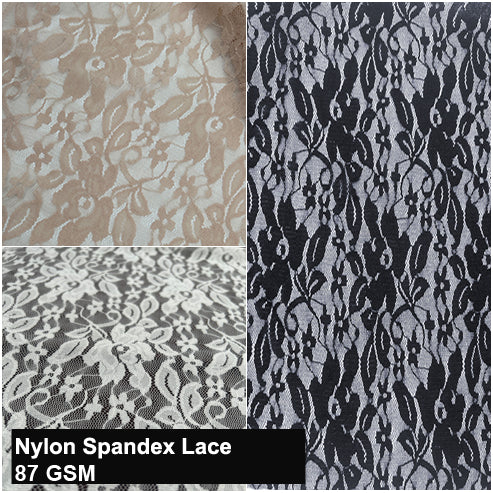 60" Wide Nylon Spandex Floral Lace Fabric by the Yard - 87 GSM, Lightweight, 4-Way Stretch, Soft & Breathable Fabric for Lingerie, Draperies, Wedding Gown & DIY- (SKU-865)