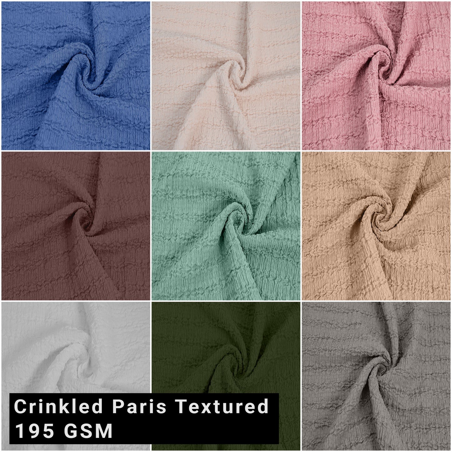 60" Wide-Crinkled Paris Textured Fabric-Polyester Spandex-by The Yard for Apparel, Clothing, Accessories, Headbands, Drapery, Decorations, and DIY Projects (SKU-879)