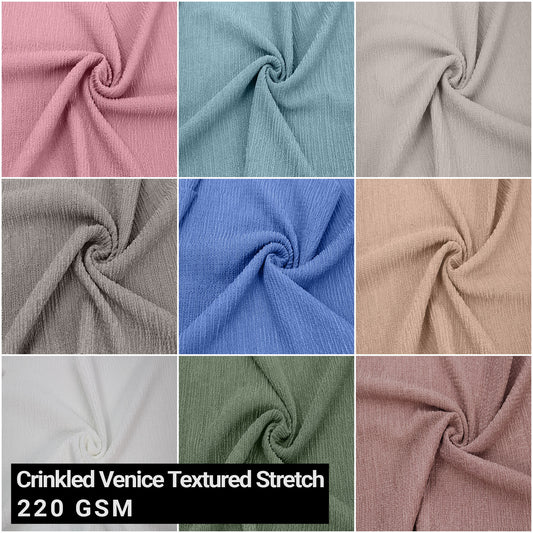 60" Wide-Poly Spandex-Crinkled Venice Textured Stretch Fabric by the Yard-for Apparel, Clothing, Accessories, Headbands, Drapery, Decorations, and DIY Projects (SKU-880)