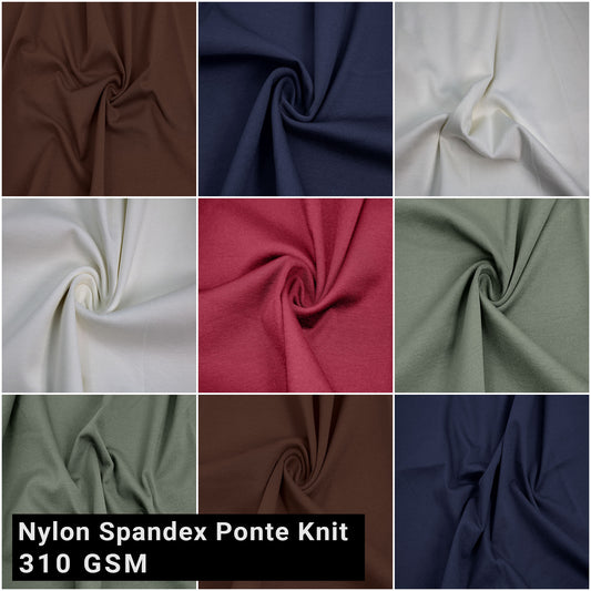 59" Wide Rayon Nylon Spandex Ponte Knit Fabric by the Yard - 310 GSM, Heavyweight, Smooth - Apparel, Dresses, Skirts, Tops, Accessories, Headband & DIY Projects(SKU-901)