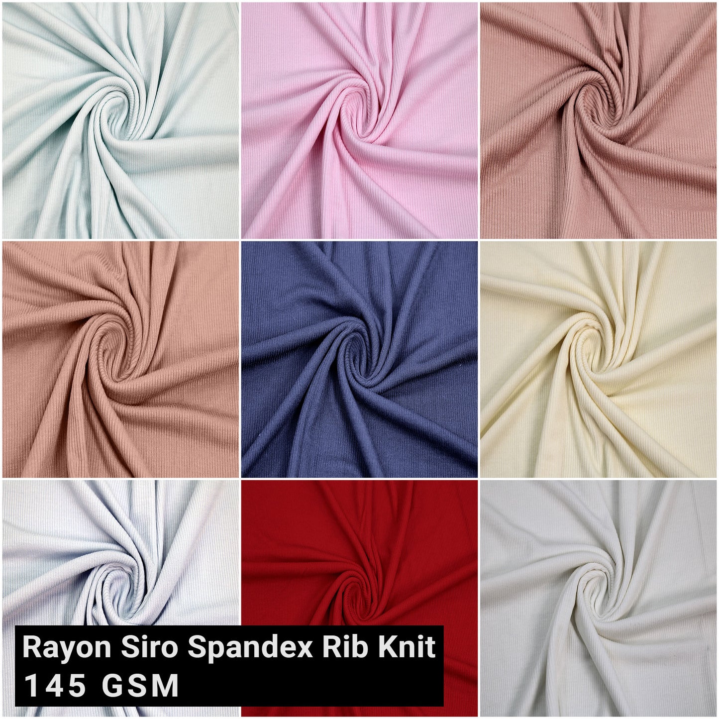 "57" Wide Rayon Siro Spandex 2x1 Rib Knit Fabric by the Yard - 145 GSM, Lightweight, 4-Way Stretch, Soft & Breathable - Apparel, Headbands, Accessories & DIY(SKU-904)