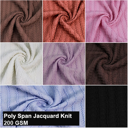 61" Wide Knit Jacquard Fabric by The Yard – 98% Polyester 2% Spandex, 200 GSM – Medium to Heavy Weight, Slight Stretch Fabric for Dresses, Tops, Skirts & DIY Projects. (SKU-950)