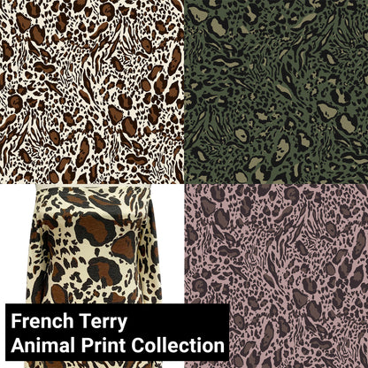 Leopard Skin Printed on French Terry Fabric by the yard-210 GSM (Animal Print Collection)