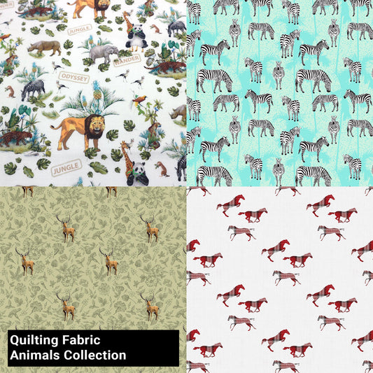 44" Wide 100% Cotton No Stretch Quilting Fabric-Printed Designs for Sewing, Clothing, Crafts, Accessories, Home Decor,  and DIY Projects (Quilting Fabric-Animals Collection)