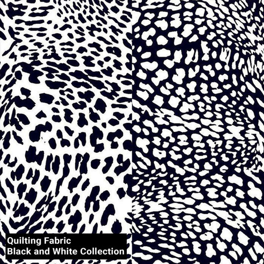 44" Wide 100% Cotton No Stretch Quilting Fabric-Printed Designs for Sewing, Clothing, Crafts, Accessories, Home Decor,  and DIY Projects (Quilting Fabric-Black and White Collection)