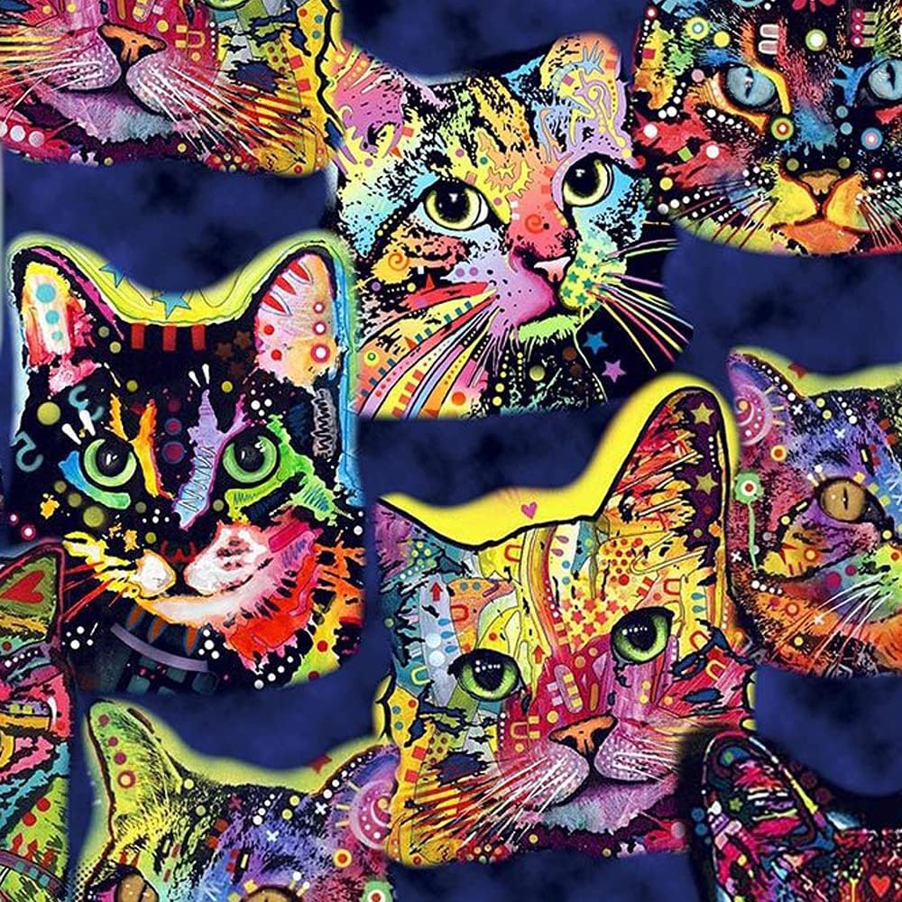 44" Wide 100% Cotton No Stretch Quilting Fabric-Printed Designs for Sewing, Clothing, Crafts, Accessories, Home Decor,  and DIY Projects (Quilting Fabric- Cats Collection)