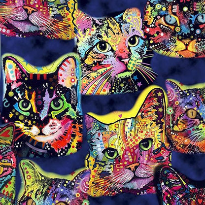 44" Wide 100% Cotton No Stretch Quilting Fabric-Printed Designs for Sewing, Clothing, Crafts, Accessories, Home Decor,  and DIY Projects (Quilting Fabric- Cats Collection)
