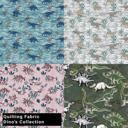 44" Wide 100% Cotton No Stretch Quilting Fabric-Printed Designs for Sewing, Clothing, Crafts, Accessories, Home Decor,  and DIY Projects (Quilting Fabric- Dino's Collection)