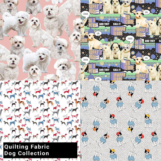 44" Wide 100% Cotton No Stretch Quilting Fabric-Printed Designs for Sewing, Clothing, Crafts, Accessories, Home Decor,  and DIY Projects (Quilting Fabric- Dog Collection)