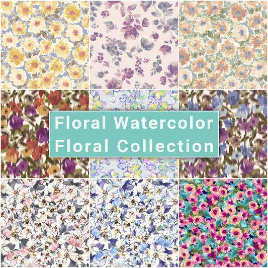 Printed Floral Watercolor - Floral Fabric Collection