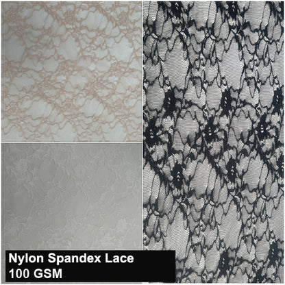 92% Nylon 8% Spandex Fabric by The Yard – 58/60" Wide, 100 GSM Lightweight Stretch Fabric for Activewear, Swimwear, Lingerie & DIY Sewing. (L-4165-LACE)