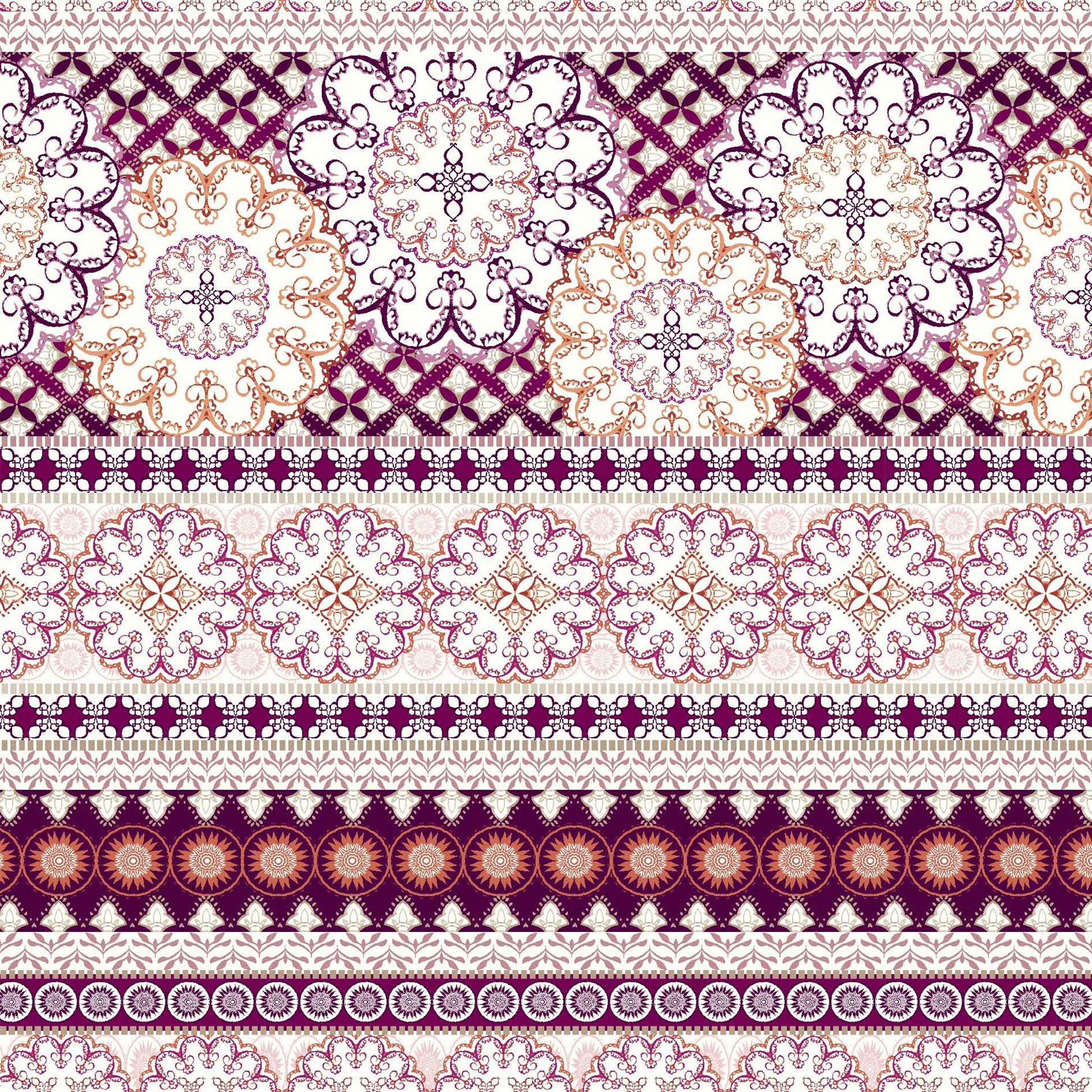 Heather Gray Coral Printed Medallion Rayon Spandex Jersey Knit fabric, 60" wide, 180 gsm, 4-way stretch – P-10-HVY-RSJ