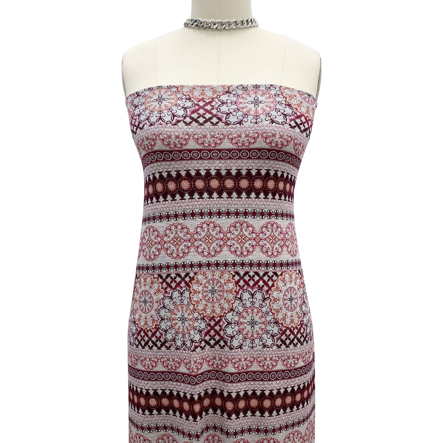 Heather Gray Coral Printed Medallion Rayon Spandex Jersey Knit fabric, 60" wide, 180 gsm, 4-way stretch – P-10-HVY-RSJ