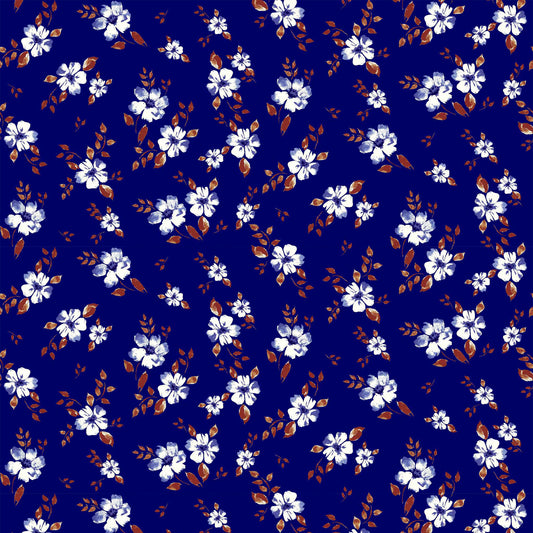Ditsy Pattern Printed Rayon Spandex Jersey Knit, 60" wide, 180 gsm, 4-way stretch – Navy Denim