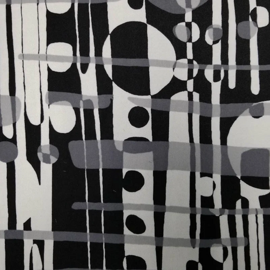 Black Off White Abstract Pattern on Scuba Crepe Knit Fabric by the Yard- Style P1113-702
