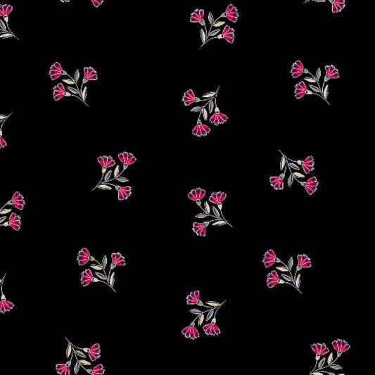 Black Red Floral Design Printed 100% Polyester on Woven fabric by the Yard- Style P-128-688