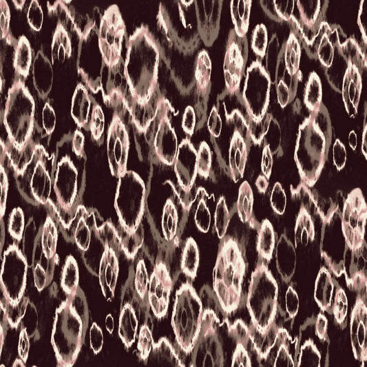 Mahogany blush tie dye pattern printed rayon spandex jersey knit fabric by the yard