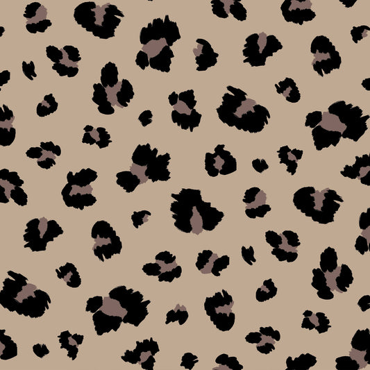 58/60" Camel Mocha Leopard Pattern Printed Stretch Jersey with Merino-like Wool Brush Hacci Brush Fabric - Style P-2120-495