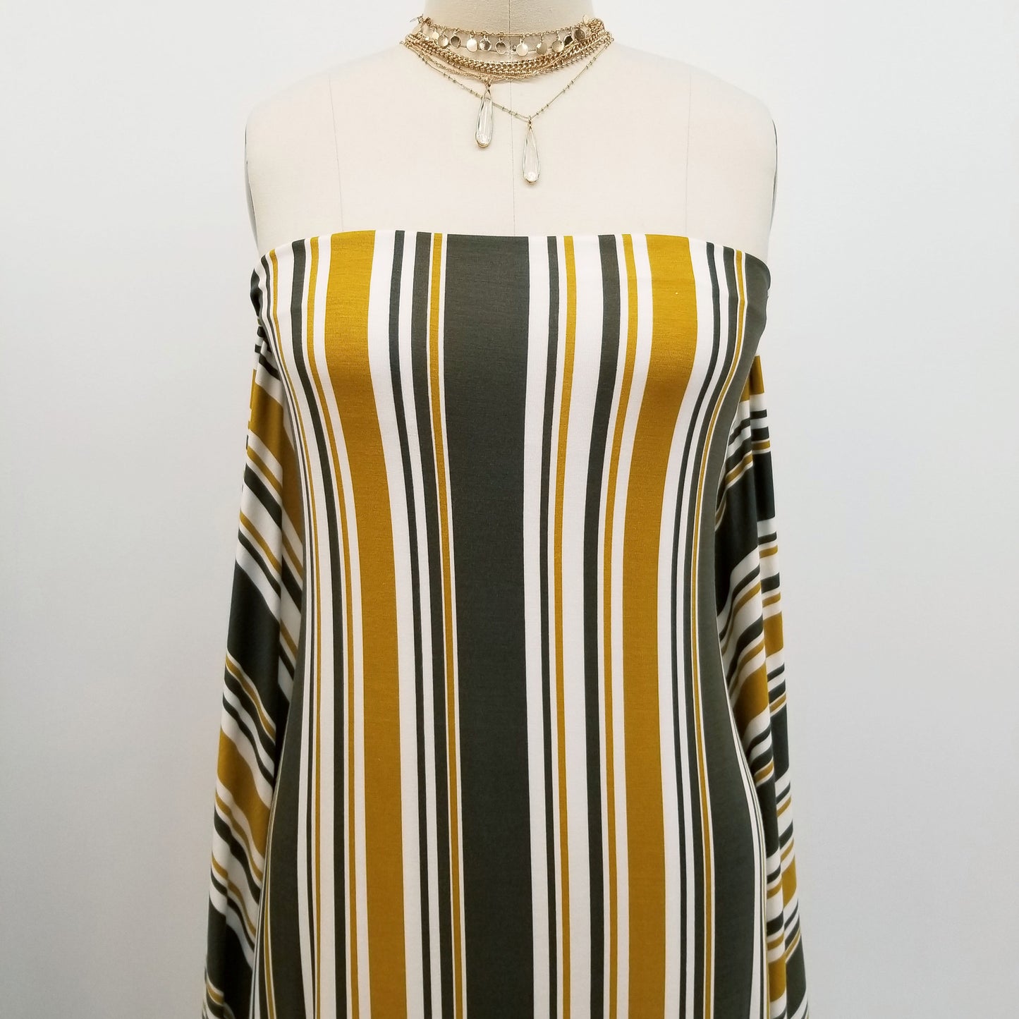 army green mustard print rayon spandex jersey knit fabric