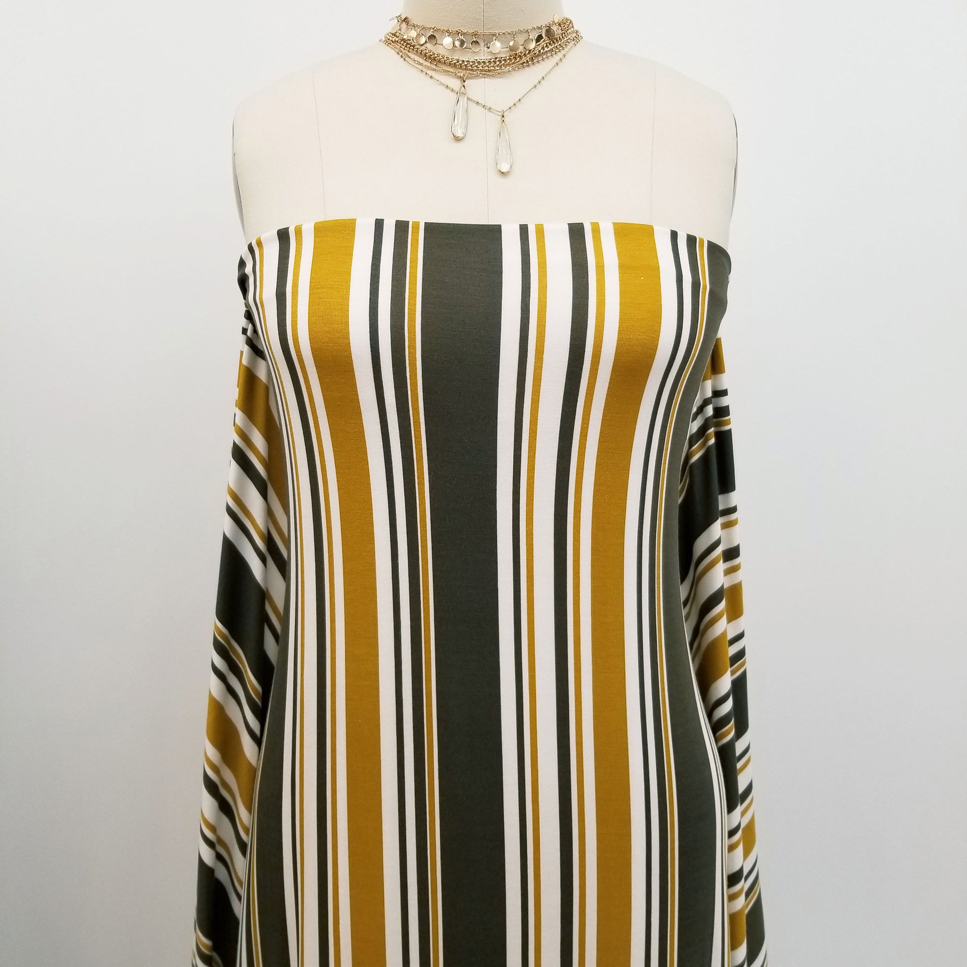 army green mustard print rayon spandex jersey knit fabric