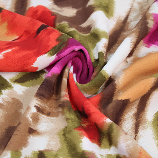 59" Medium Flowers Pattern Printed Poly Moroccan Fabric by the Yard - 120gsm - continuous up to 100 yards(SKU-P-2809-754)