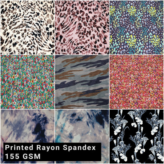 60"Printed Light-Weight Rayon Spandex Jersey Knit Fabric by the Yard -155 GSM - Lightweight, Soft, & Breathable Material for Dresses, Scarves & Sewing Projects (SKU-400)