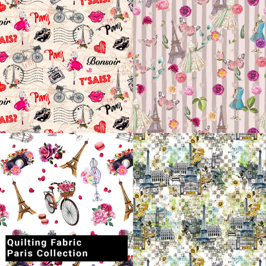 44" Wide 100% Cotton No Stretch Quilting Fabric-Printed Designs for Sewing, Clothing, Crafts, Accessories, Home Decor,  and DIY Projects (Quilting Fabric- Paris Collection)