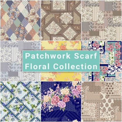 Printed Floral Patchwork Scarf - Floral Fabric Collection
