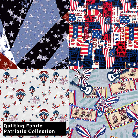 44" Wide 100% Cotton No Stretch Quilting Fabric-Printed Designs for Sewing, Clothing, Crafts, Accessories, Home Decor,  and DIY Projects (Quilting Fabric- Patriotic Collection)