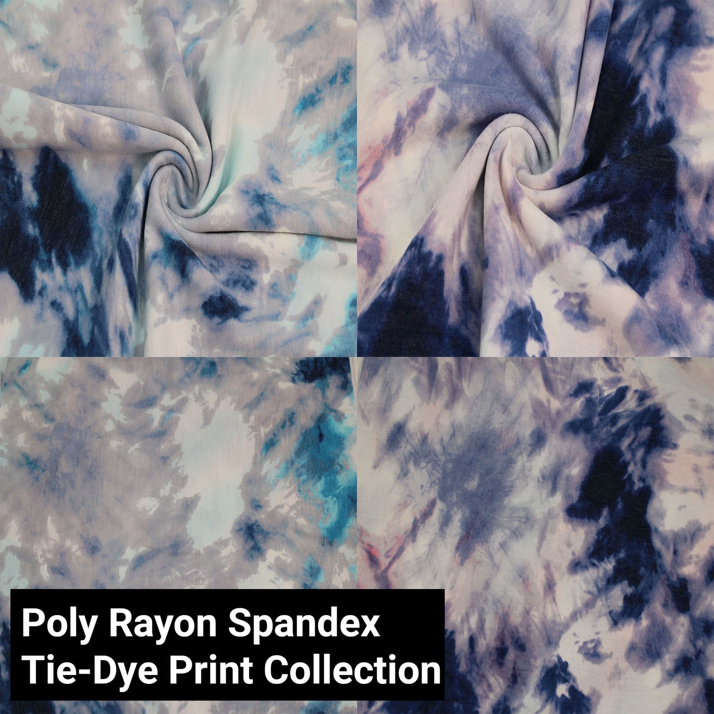 60" Wide Poly Rayon Spandex Printed Jersey Knit Fabric by The Yard for Apparel, Clothing, Headbands, Accessories, Decorations, and DIY Projects (Tie-Dye Print Collection)