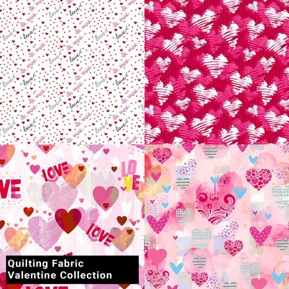 44" Wide 100% Cotton No Stretch Quilting Fabric-Printed Designs for Sewing, Clothing, Crafts, Accessories, Home Decor,  and DIY Projects (Quilting Fabric- Valentine Collection)