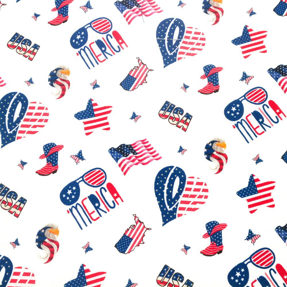 44" Wide 100% Cotton No Stretch Quilting Fabric-Printed Designs for Sewing, Clothing, Crafts, Accessories, Home Decor,  and DIY Projects (Quilting Fabric- Patriotic Collection)