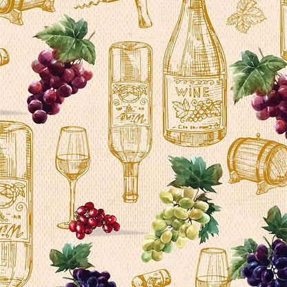 44" Wide 100% Cotton No Stretch Quilting Fabric-Printed Designs for Sewing, Clothing, Crafts, Accessories, Home Decor,  and DIY Projects (Quilting Fabric- Wine and Dine Collection)