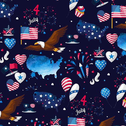 44" Wide 100% Cotton No Stretch Quilting Fabric-Printed Designs for Sewing, Clothing, Crafts, Accessories, Home Decor,  and DIY Projects (Quilting Fabric- Patriotic Collection)